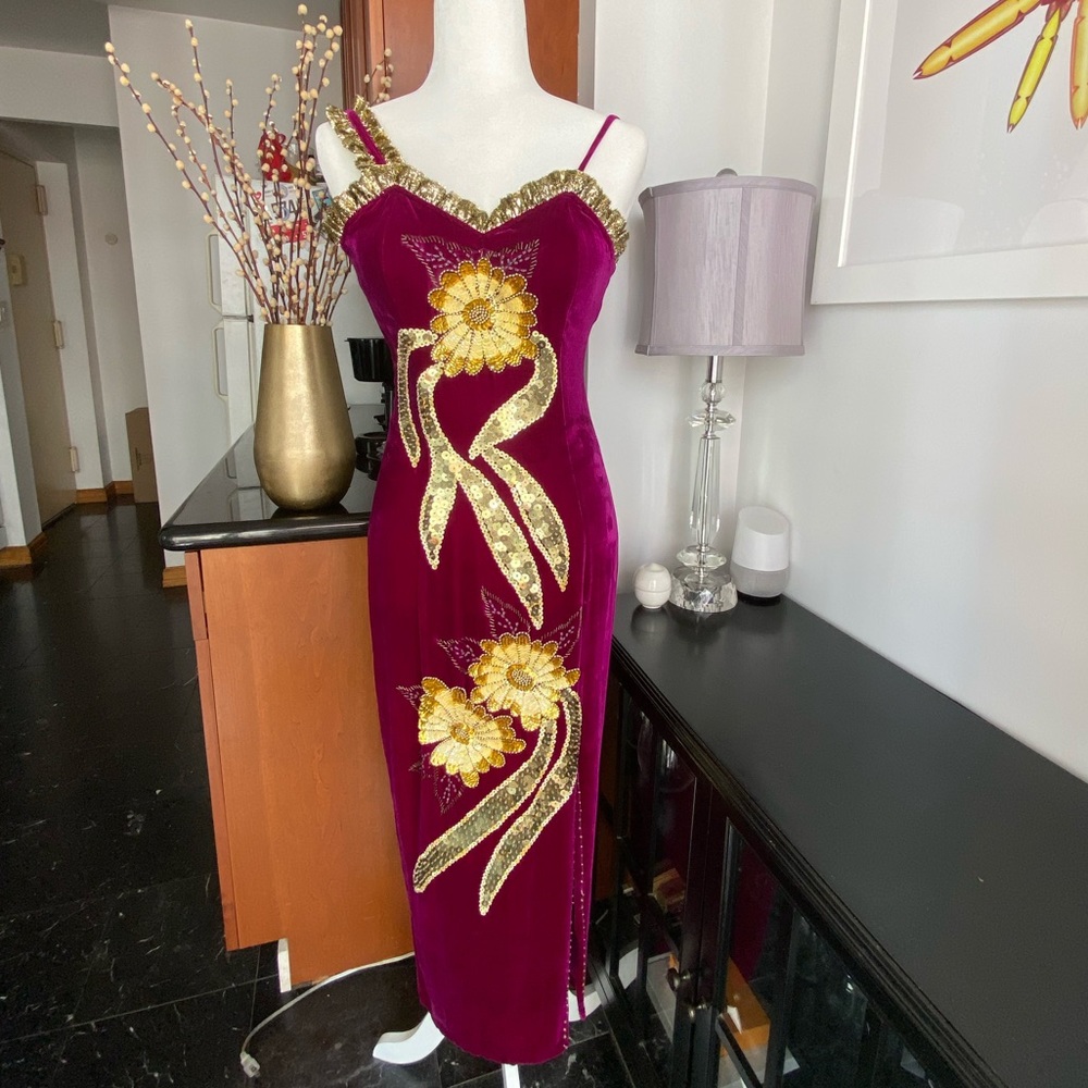 Vintage, hand-beaded, velvet dress